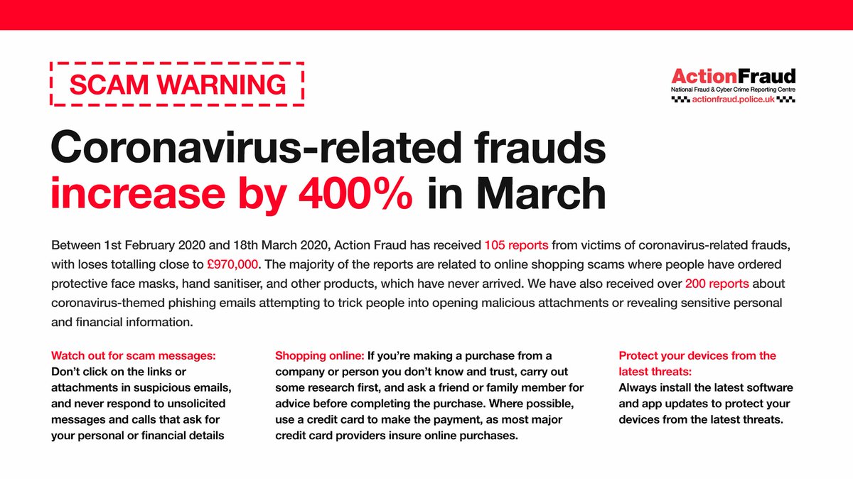 nottspolice's tweet photo. Want to know how best to protect yourself from fraudsters using the Coronavirus to scam people?
Head here - https://t.co/4b1rBwNkqz
#NottsFraudProtect #NottsCyberProtect #CyberProtect #Tell2 https://t.co/pRspO1UYMw