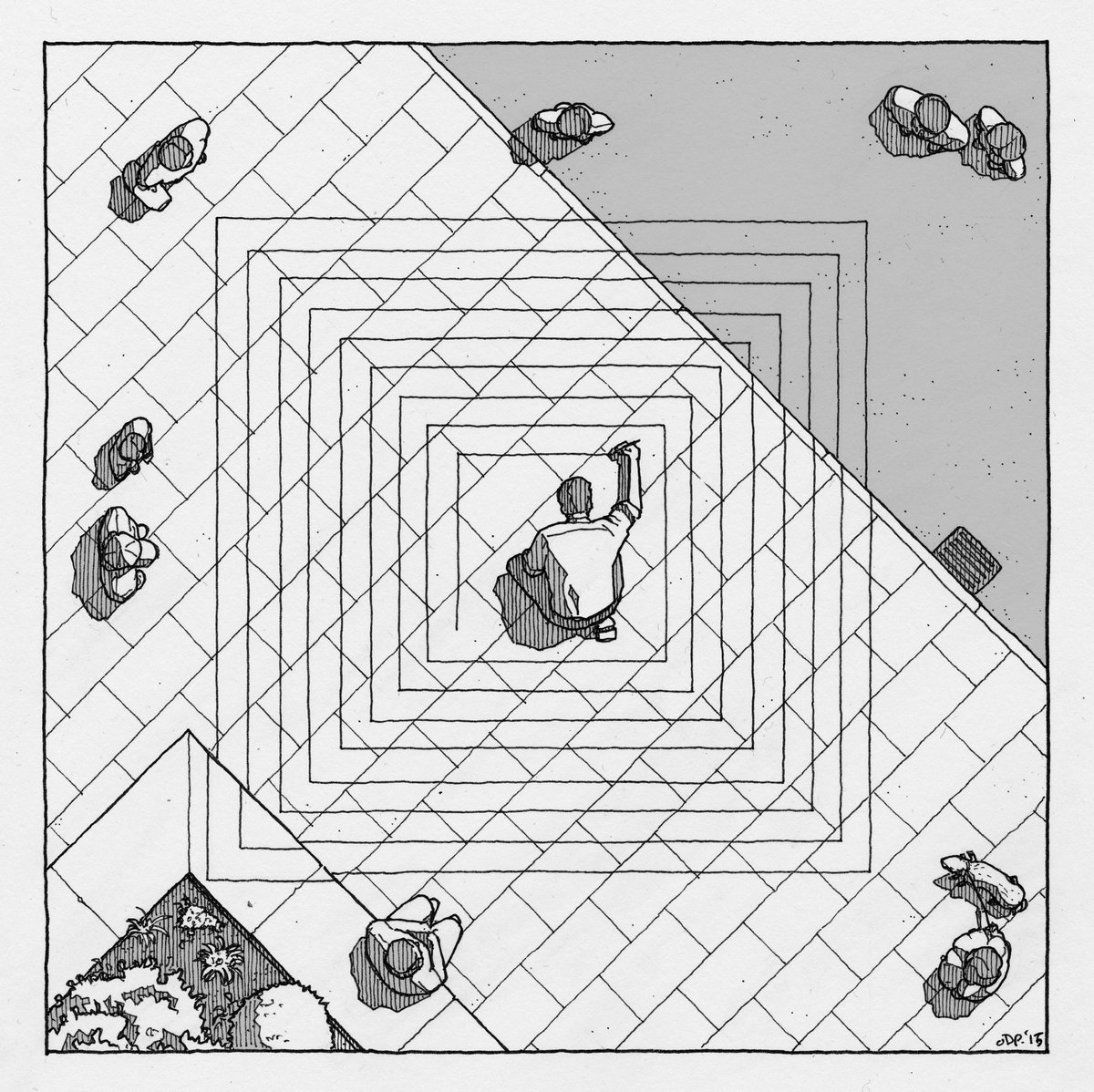 Here's an panel from a short comic I did a while back.
The Lines. 