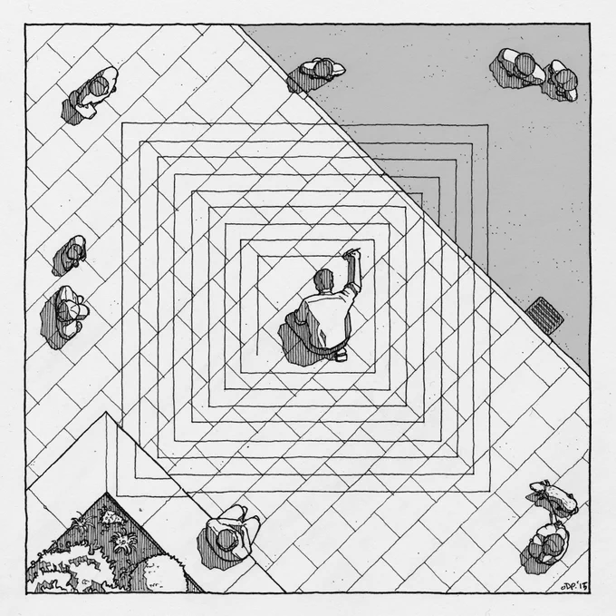 Here's an panel from a short comic I did a while back.
The Lines. 