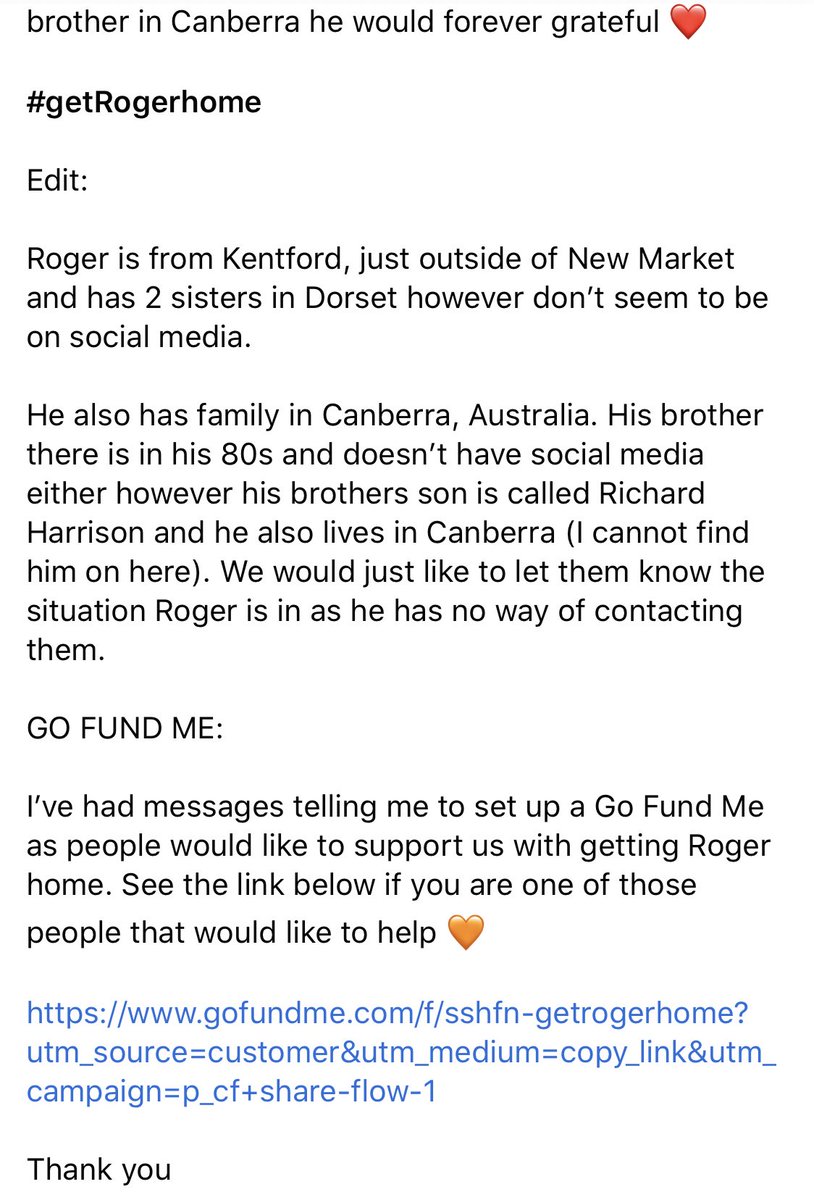 ThomasLaurelle's tweet photo. #getRogerhome 
Please take a couple of minutes to read my post and share it ❤️🤞
It is about a 71 year old man I met at Melbourne airport yesterday after both of our flights were cancelled to get home to England. Left completely stranded! https://t.co/tIUJZNI7rI