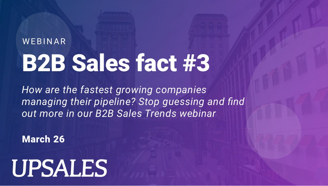 Bara en dag kvar nu! Imorgon 26 mars kommer vi att hålla i ett webinar där vår VD och grundare Daniel Wikberg presenterar insikter från vårt projekt B2B Sales Trends. 

upsales.com/kunskapsbank/s…