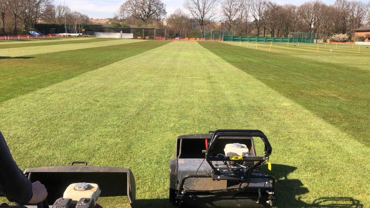 Good job we mowed the #cricket field just in time for lockdown 🏏🌱