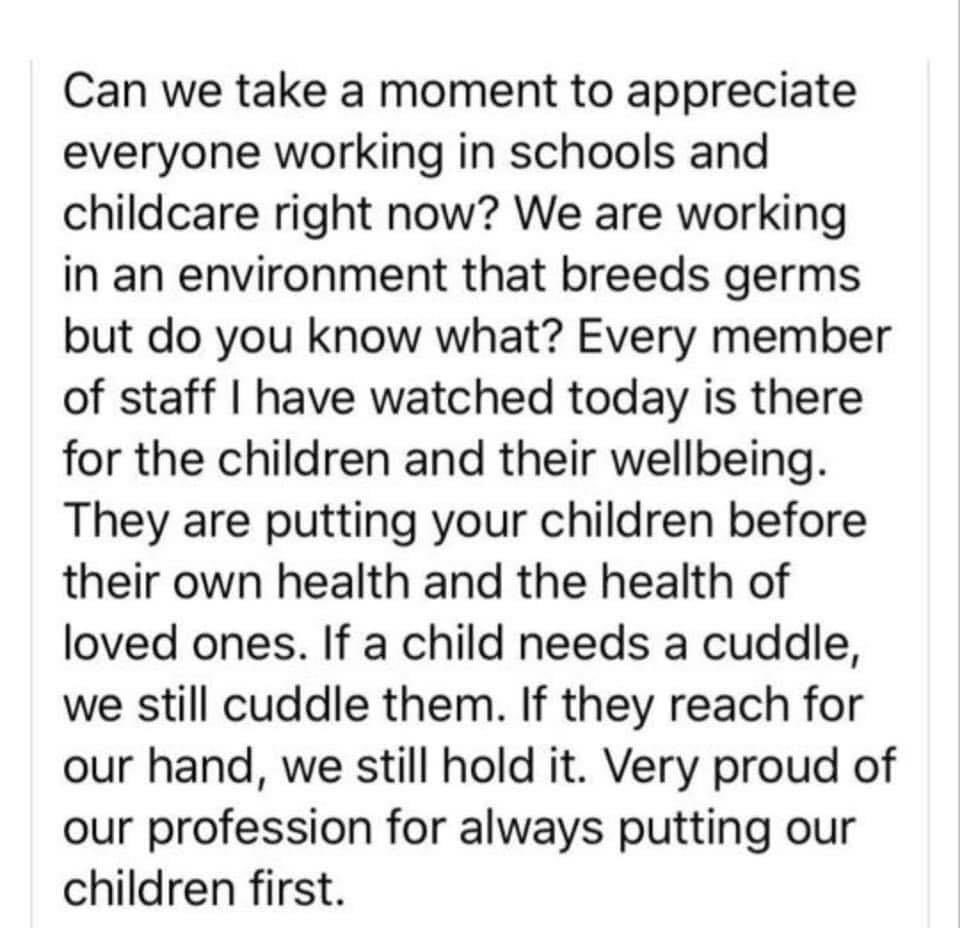EmilyTiberio's tweet photo. Teachers and ECES continuously go into work daily, risking their health to put students learning, needs and wellbeing at the forefront of everything during these trying times! Seeing the strength and resillience of so many educators makes me proud to be a one ❤️ #acuedu_p https://t.co/gotx3qpG2r