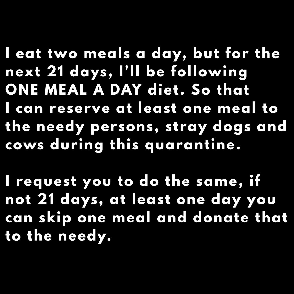 I nominate @dineshpat1l, @imcoolkarni
@DalAndDeadlift and @sameer_mariner to join this campaign. 
Note: #ONEMEALADAY has many benefits.