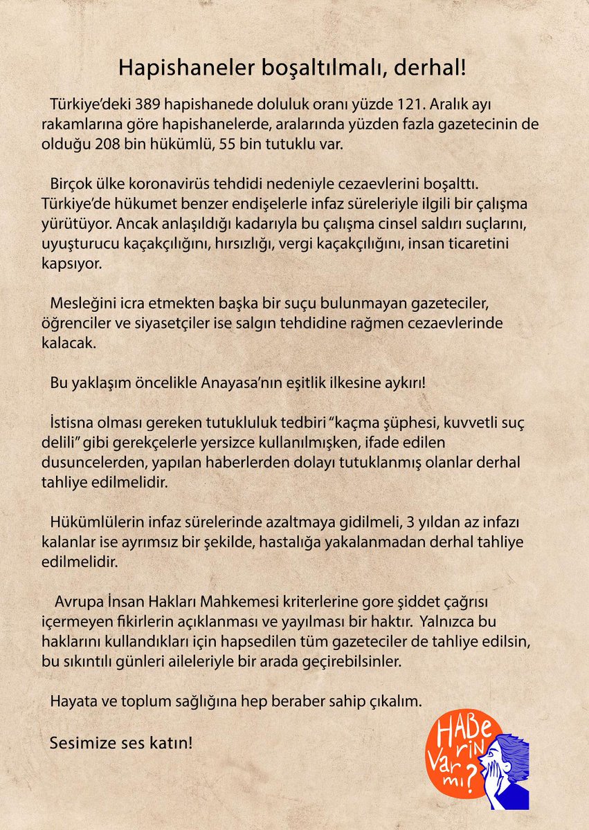 bulentilgaz's tweet photo. Şeffaf bilgi akışını sağlamaya çalıştıkları için tutuklanan gazeteciler tahliye edilsin. Hayata ve toplum sağlığına hep beraber sahip çıkalım. #GazetecilerDeEvdeKalsın https://t.co/vPSKtOMUfk