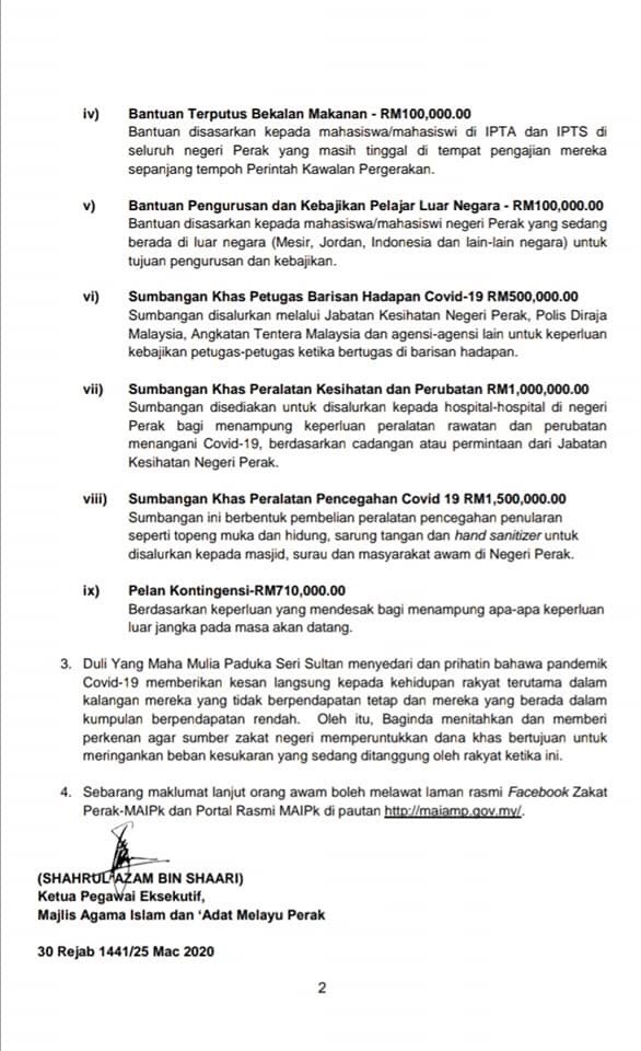 Jabatan Penerangan Negeri Perak On Twitter Siaran Media Majlis Agama Islam Dan Adat Melayu Perak Maipk Dana Khas Agihan Zakat Membantu Usaha Menghadapi Pandemik Wabak Covid 19 Peneranganperak Jabatanpenerangan Bantuancovid19 Https T Co