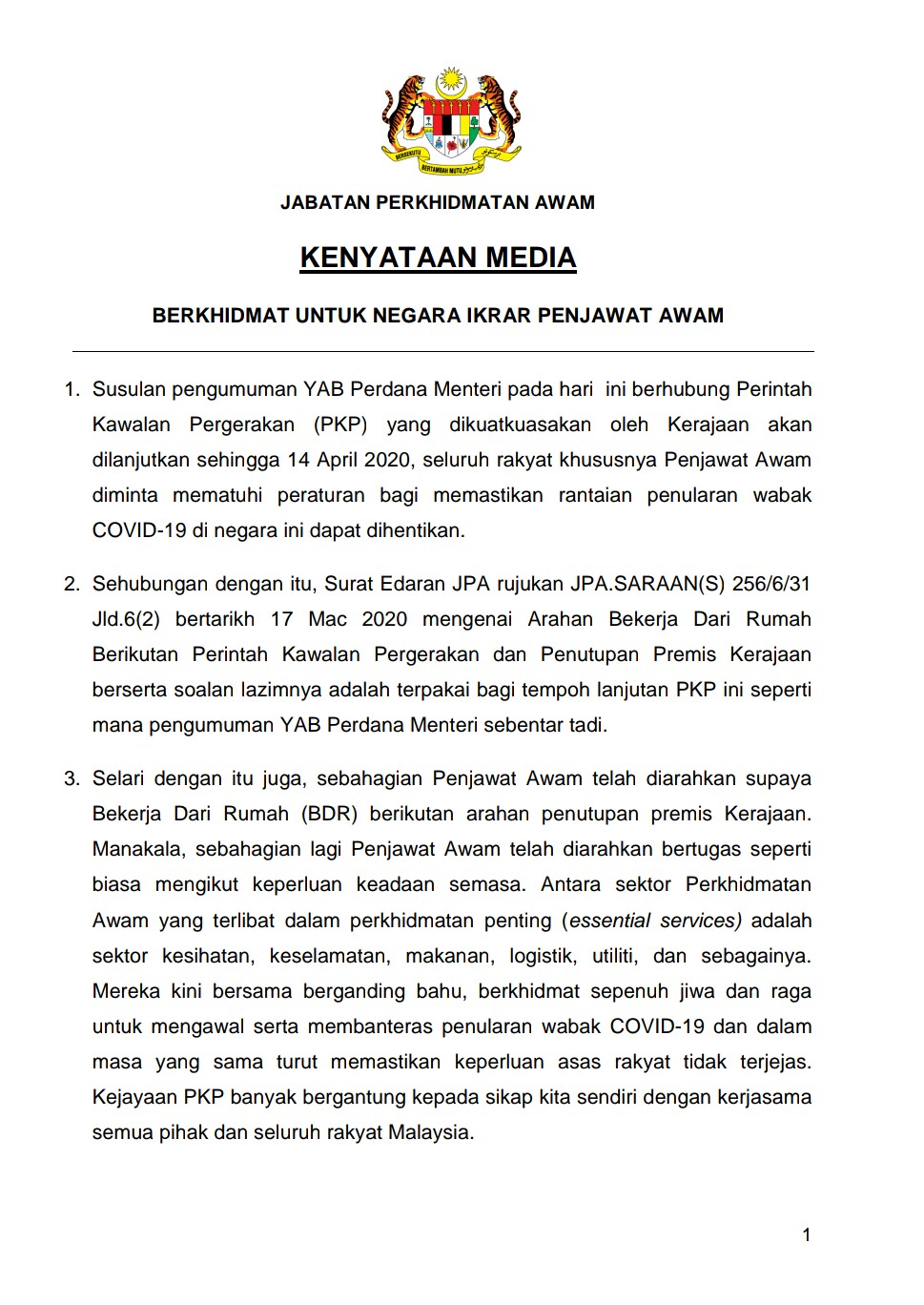 Jabatan Perkhidmatan Awam Twitterissa Kenyataan Media Ketua Pengarah Perkhidmatan Awam Berkhidmat Untuk Negara Ikrar Penjawat Awam Dudukrumah Stayhome Perintahkawalanpergerakan S T Co Vuzmx9eglw