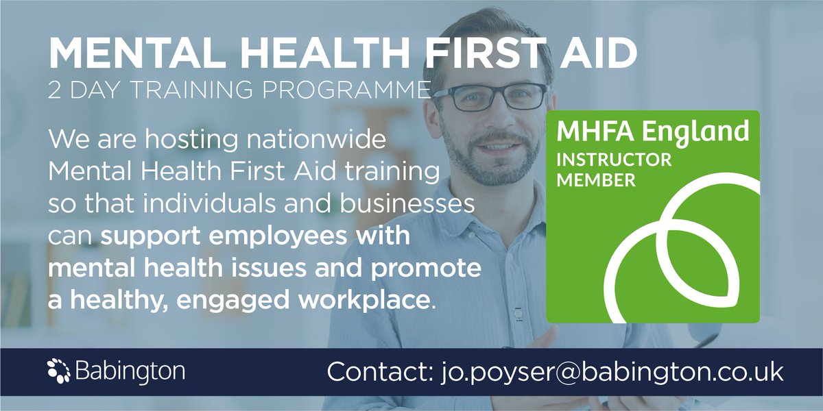 We are working with MHFA to provide Mental Health First Aid training across the country! Read the 10 reasons why every employer should invest in staff mental health and how this course will support your business, here: babington.co.uk/mental-health-… #mentalhealth #MHFA <a href="/MHFAEngland/">MHFA England®</a>