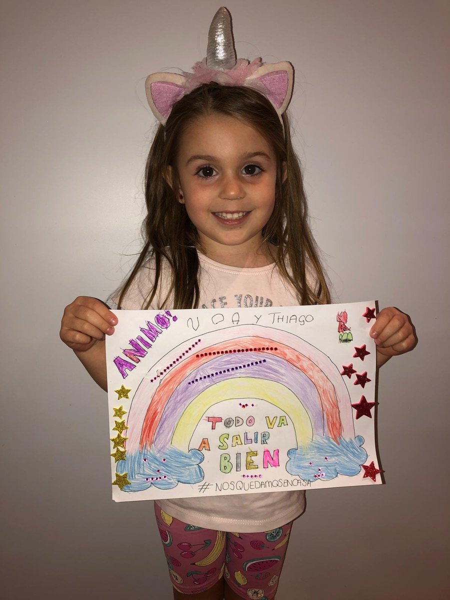 ChoccyClaire's tweet photo. @BBCBreakfast The children in Spain have been doing this in the last week too...my granddaughter Noa age 3 with hers! #LockdownSpain https://t.co/o5TLhx7N4X