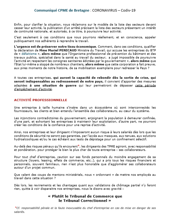 CPME_Bretagne's tweet photo. [LETTRE OUVERTE ] 
 « Soutien aux #entreprises : Pour la @cpmebretagne nous ne pouvons appeler à continuer ou à reprendre l’activité économique que si nous sommes en capacité de garantir la sécurité de nos salariés ...
Lire la suite ▶️https://t.co/tTB4Iitn5D https://t.co/HZg7R3DbWf