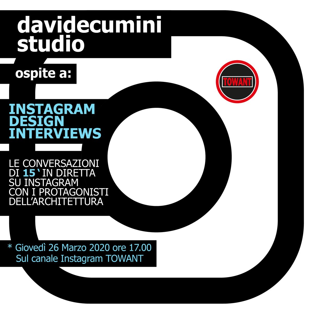 TOWANTevents's tweet image. Davide Cumini Studio guest @ InstagramDesignInterviews, live streaming on TOWANT IG channel 
1° appointment: Thurs 26 March 5.00PM (Italy time) 

Follow us on #Instagram: instagram.com/towant/

#stayathome #designinterviews #davidecuministudio #TOWANT
