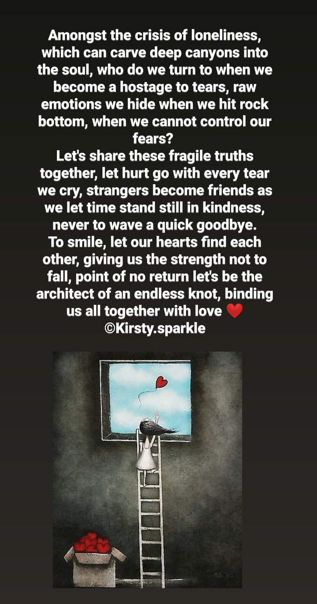 Sending huge love and hugs to everyone today ❤️ We can all make a difference to someone if we listen and care ❤️ Alone we are strong...... together we are stronger ❤️💪 #mypoem #bekind #careandlisten #StayAtHomeSaveLives #loneliness #heart
