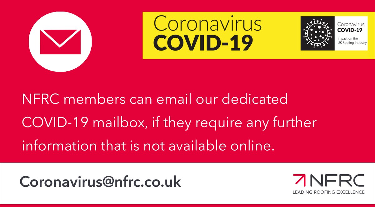 TheNFRC's tweet image. Please email our dedicated COVID-19 inbox if members require any further information that is not available online.  

nfrc.co.uk/coronavirus
Coronavirus@nfrc.co.uk