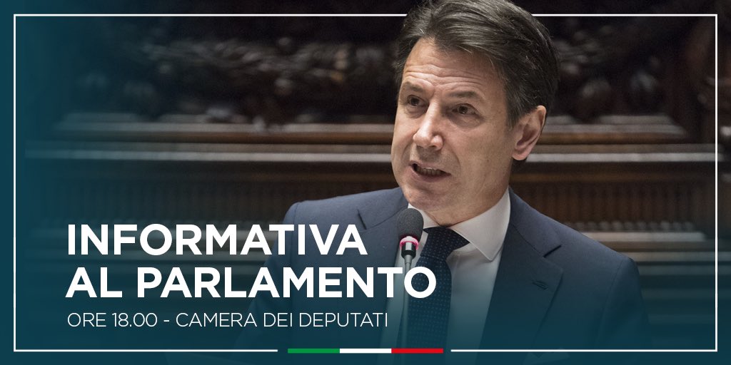 GiuseppeConteIT's tweet photo. Oggi alle 18 sarò a @Montecitorio per un’informativa sull’emergenza Coronavirus https://t.co/frqjixhZki