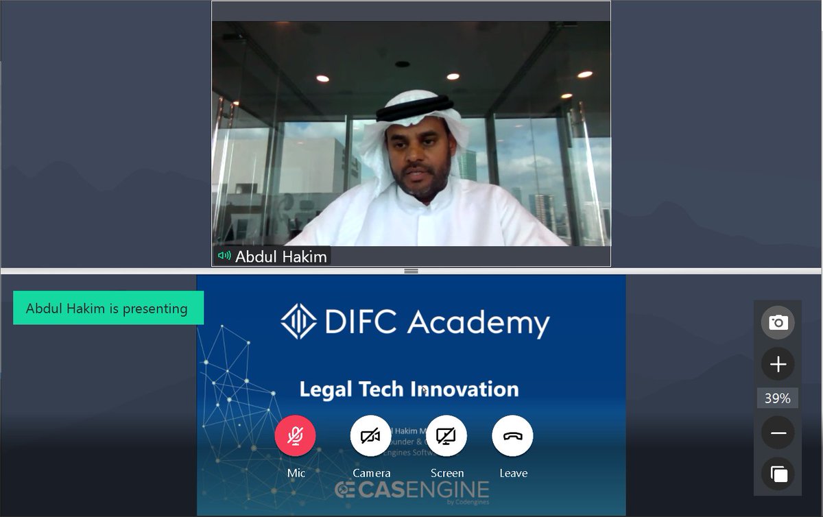 casengineapp's tweet photo. We'd like to thank the DIFC Academy for the honor of choosing @ahakim_mk, Founder and CEO of @Codengines_ae, as an official speaker for an online lecture to the students of DIFC Certificate in Common Law programme

https://t.co/y8tFY31qd2

#legaltech #casengine https://t.co/bvL27CsWmq