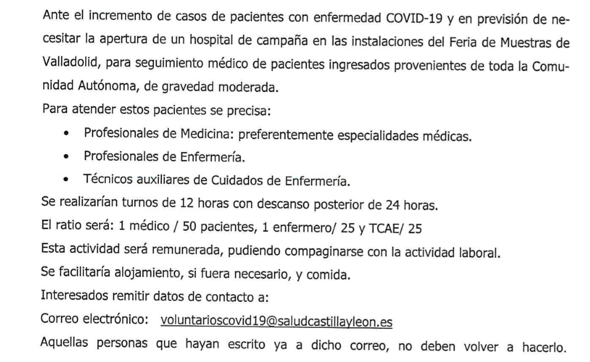 ⚠️⚠️⚠️IMPORTANTE. <a href="/Salud_JCYL/">Salud JCYL</a> hace un llamamiento para personal sanitario en condiciones de incoporarse a trabajar frente el #coronavirus Te agradecemos sinceramente si haces retuit o se lo comentas a tus conocidos del sector. ¡Gracias!