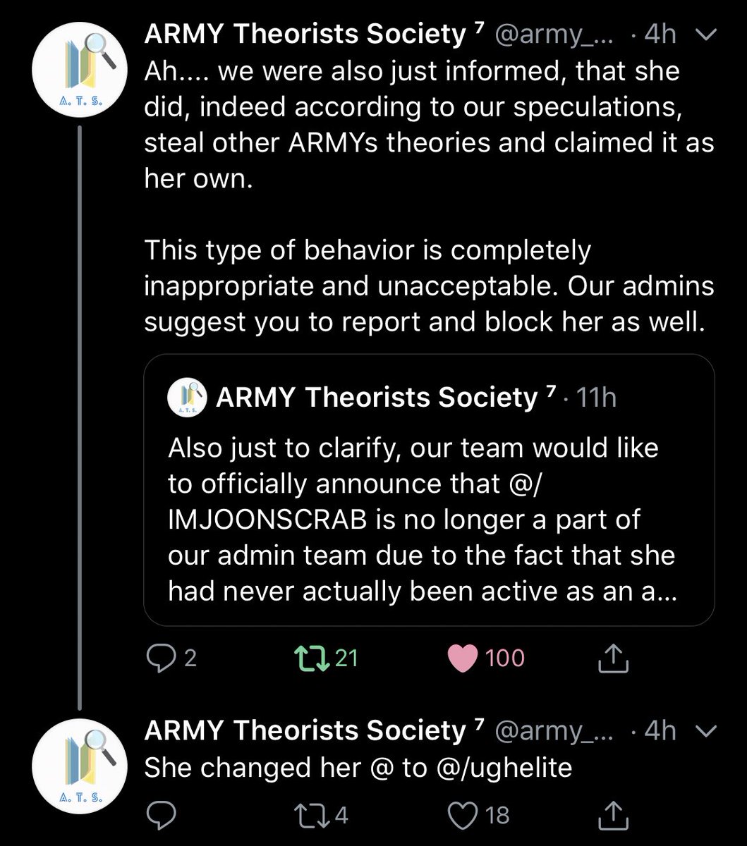 Her theory posts were stolen from other people too