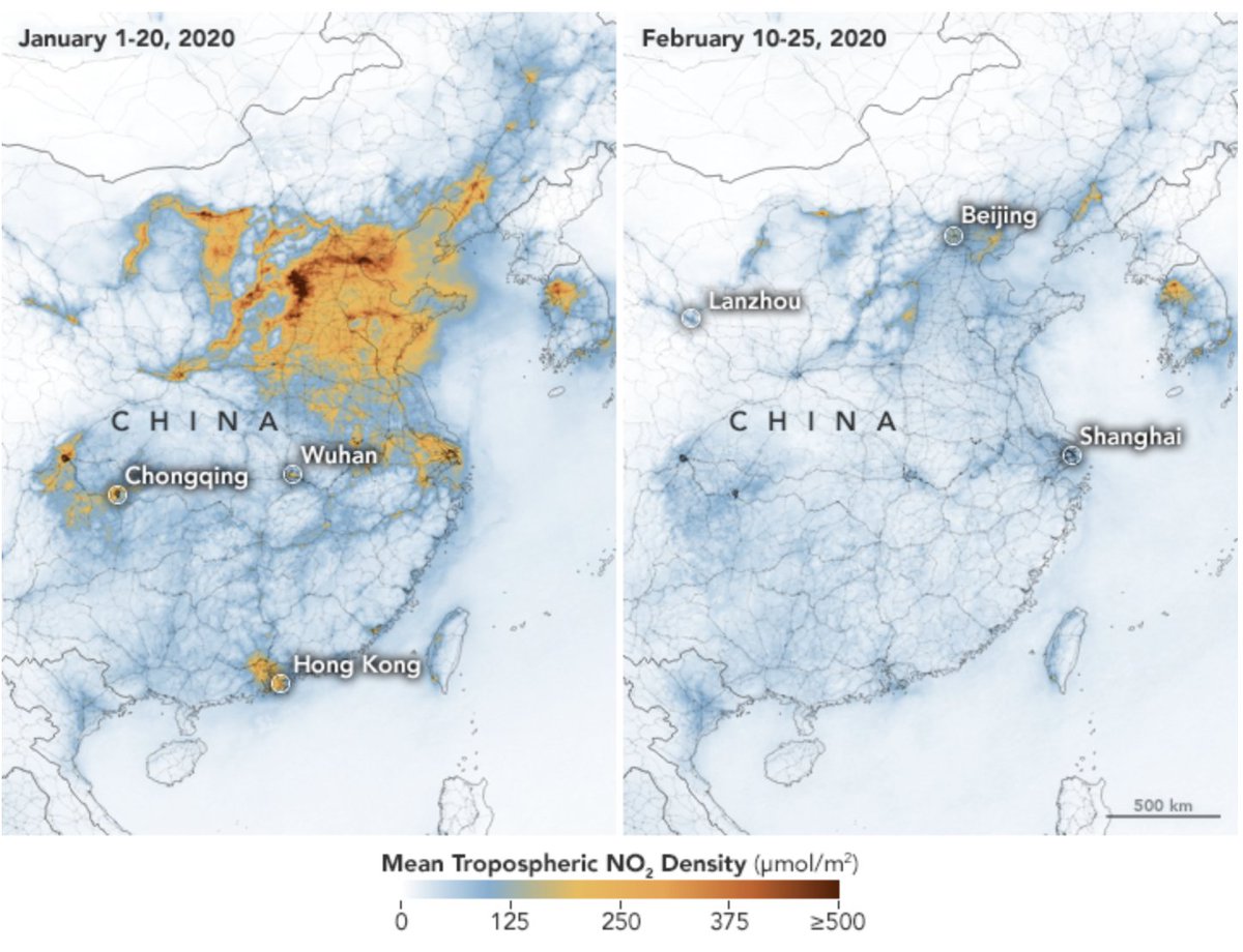 We often hear it said, in certain circles, that the current  #COVIDー19 crisis would be "good for the climate and the environment," or that we ought "to apply the same measures against climate change." Here is why I think this is wrong. 1/..