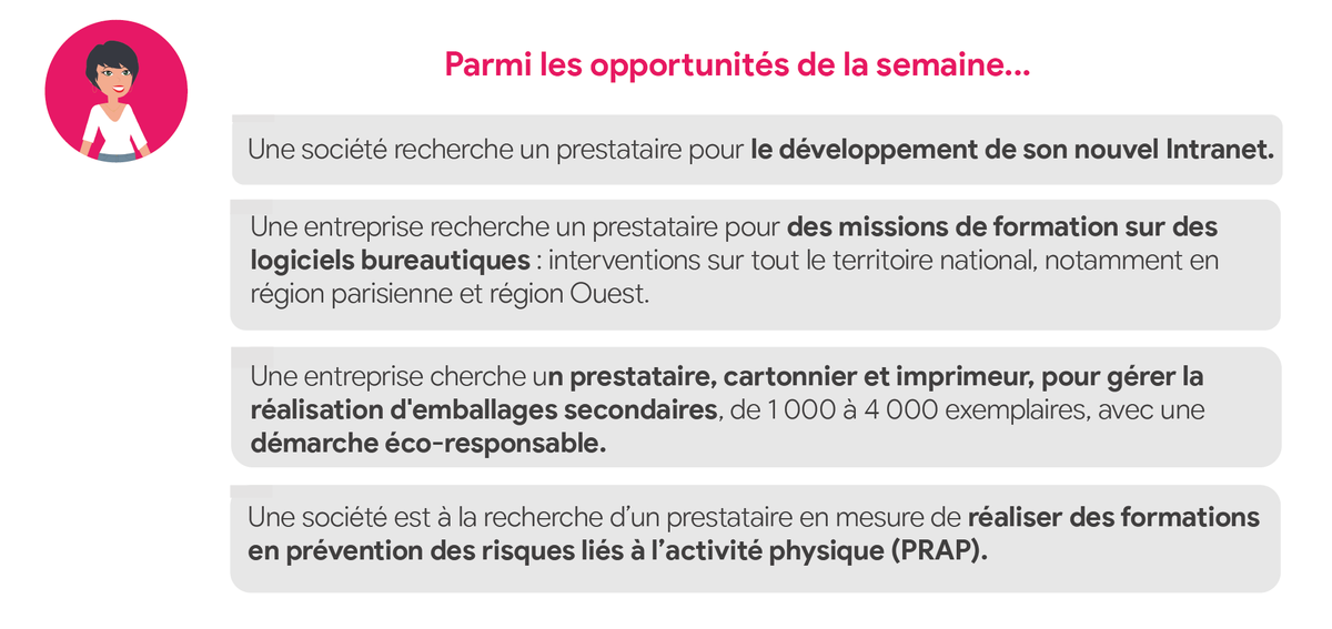 [LEADS de la semaine] Alexyia vous a sélectionné les opportunités commerciales de la semaine ! 💰
Partagez vos opportunités gratuitement et servez-vous pour 1€ symbolique 😉
👉 hubs.ly/H0nS7MV0
#digital #b2b #business