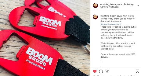 Great to see our clients using our merchandise and still trading, being creative around restrictions and rewarding customers :-)  <a href="/BoomSauce10/">Boom Sauce</a>