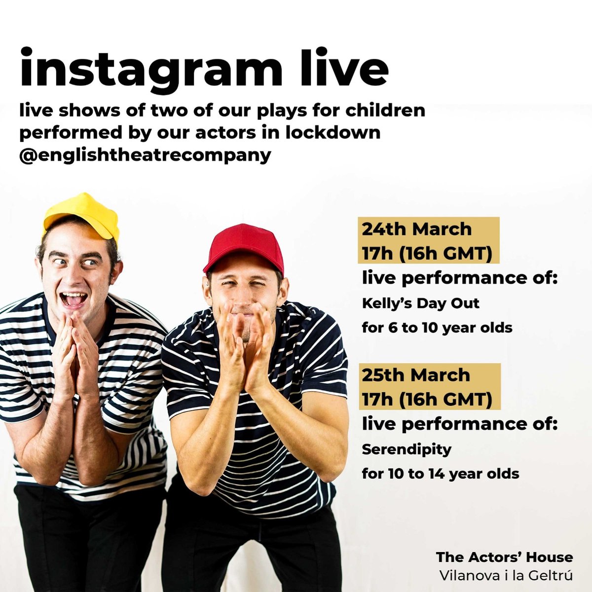 Want to keep the children entertained this afternoon? We're LIVE again today from our lockdown in Spain. 5pm for most of Europe, 4pm for UK and Portugal.
#CoronavirusLockdown #homeschooling #EnglishLanguage #livetheatre