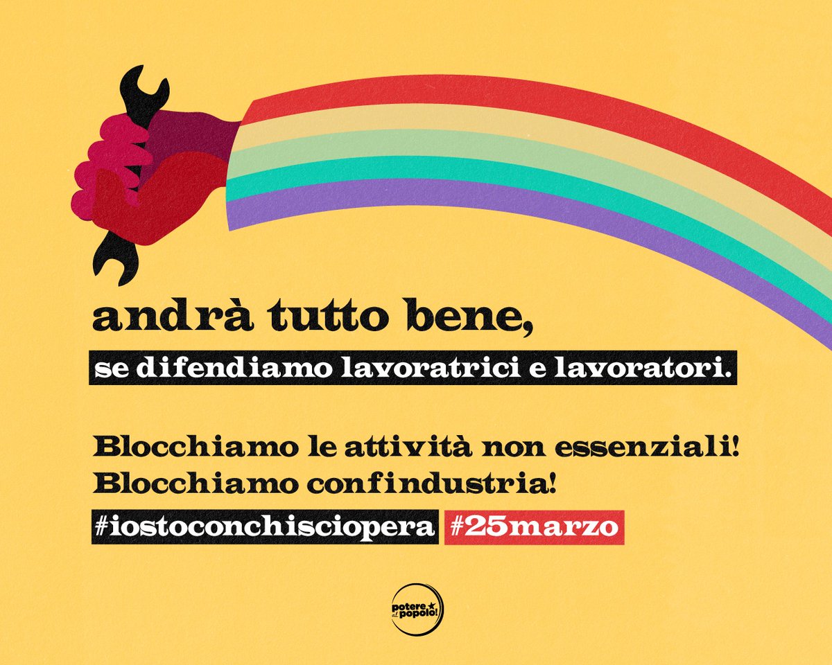 Giul_Granato's tweet photo. #25marzo,#OggiSciopero in #Italia 🇮🇹, convocato dall'@usbsindacato.
#IoStoConChiSciopera perché #Confindustria gioca con la nostra pelle quando fa allungare la lista delle attività necessarie e inserire numerose eccezioni.
Il #coronavirus lo sconfiggiamo se #stiamoacasa, tutti! https://t.co/Bvls2Q0ZQ1