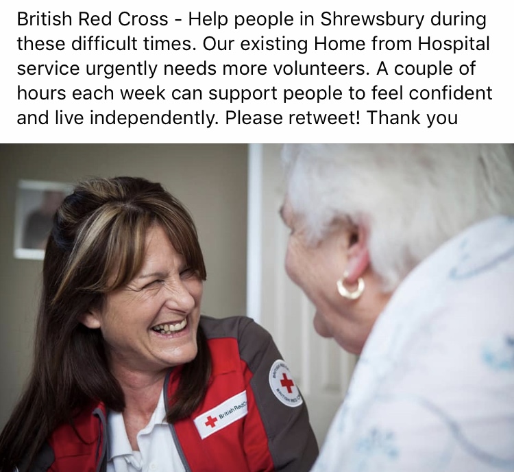 orangeelmo26's tweet photo. British Red Cross - Help people in #Shrewsbury during these difficult times. Apply here: https://t.co/2HigSrKaMu
Please retweet! Thank you @ShropCouncil @shropshirelive @ShropCommHealth @ShropsWildlife @vshropshire https://t.co/VcDOrcNFyr