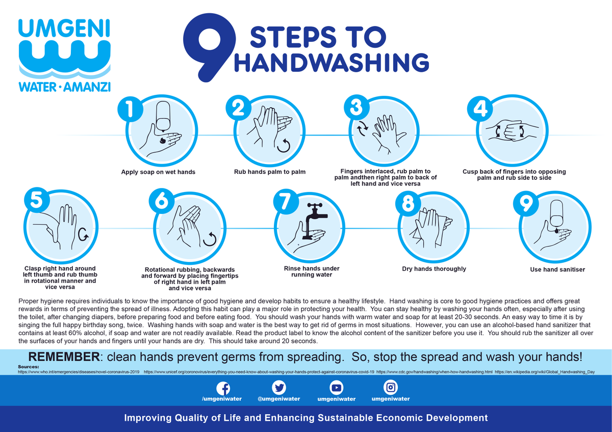 UMngeniUThukela's tweet photo. #handwashingtips
Let's beat #Covid19SA
#waterislfe https://t.co/kvV49CIlt0