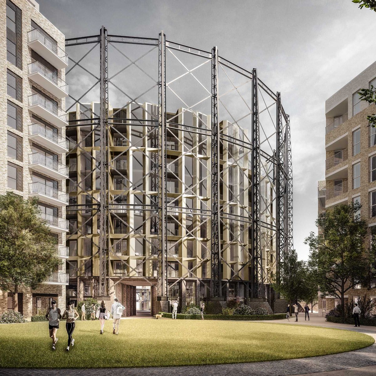 TCA’s proposal for a #residentialdevelopment nestled in the centre of the famous Gasholder No. 1 at the #KenningtonOval. Imagine views of the cricket from those balconies! buff.ly/3aIIoBs #residential