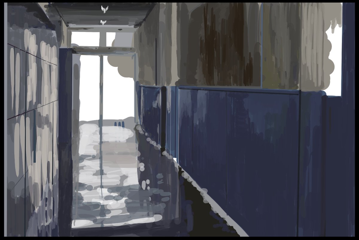no humans monochrome scenery door blue theme hallway window  illustration images