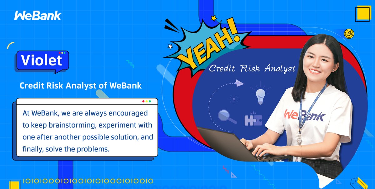 WeBankCN's tweet photo. #WeBanker 
The launch of Weilidai is a milestone not only for WeBank, but also in Violet's career. "We shared insights, scrutinized details &amp; user experience closely, and dove into data," said Violet. "The process of solving problems inspires me the most."
https://t.co/nhmxdVmVLt https://t.co/ZHUrZtddWo