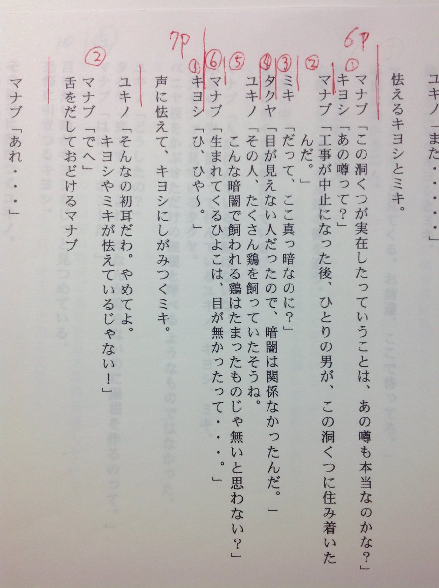 私流の「シナリオ&コマ割り計画書」と「実際のコマ割り原稿」です。 
