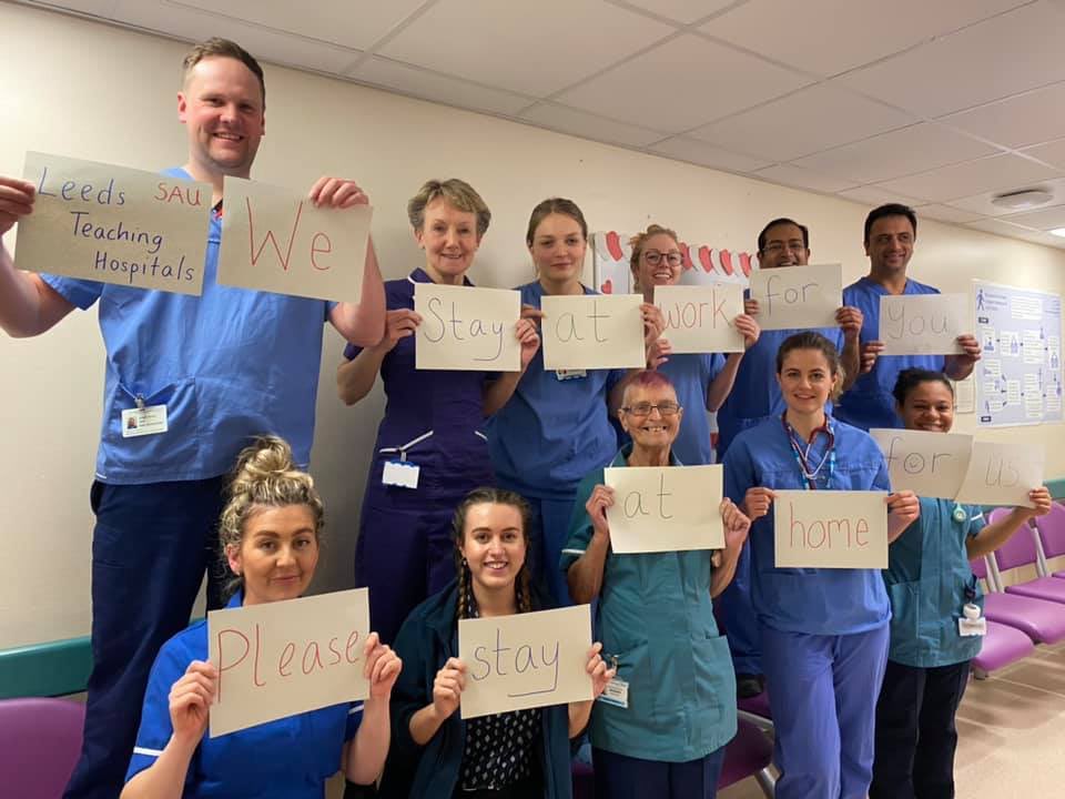 💙💛 They stay at work for you, please stay at home for them! Thank you to all the @nhsleeds services who are on the frontline and saving lives!