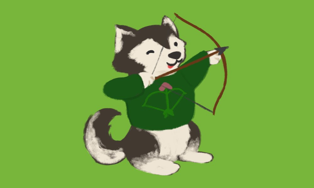 here is a lil wolf who is practicing his archery! on their way to becoming a bowmaster. will soon be able to shoot a leaf as it falls in the autumn.   @AlecTePohe