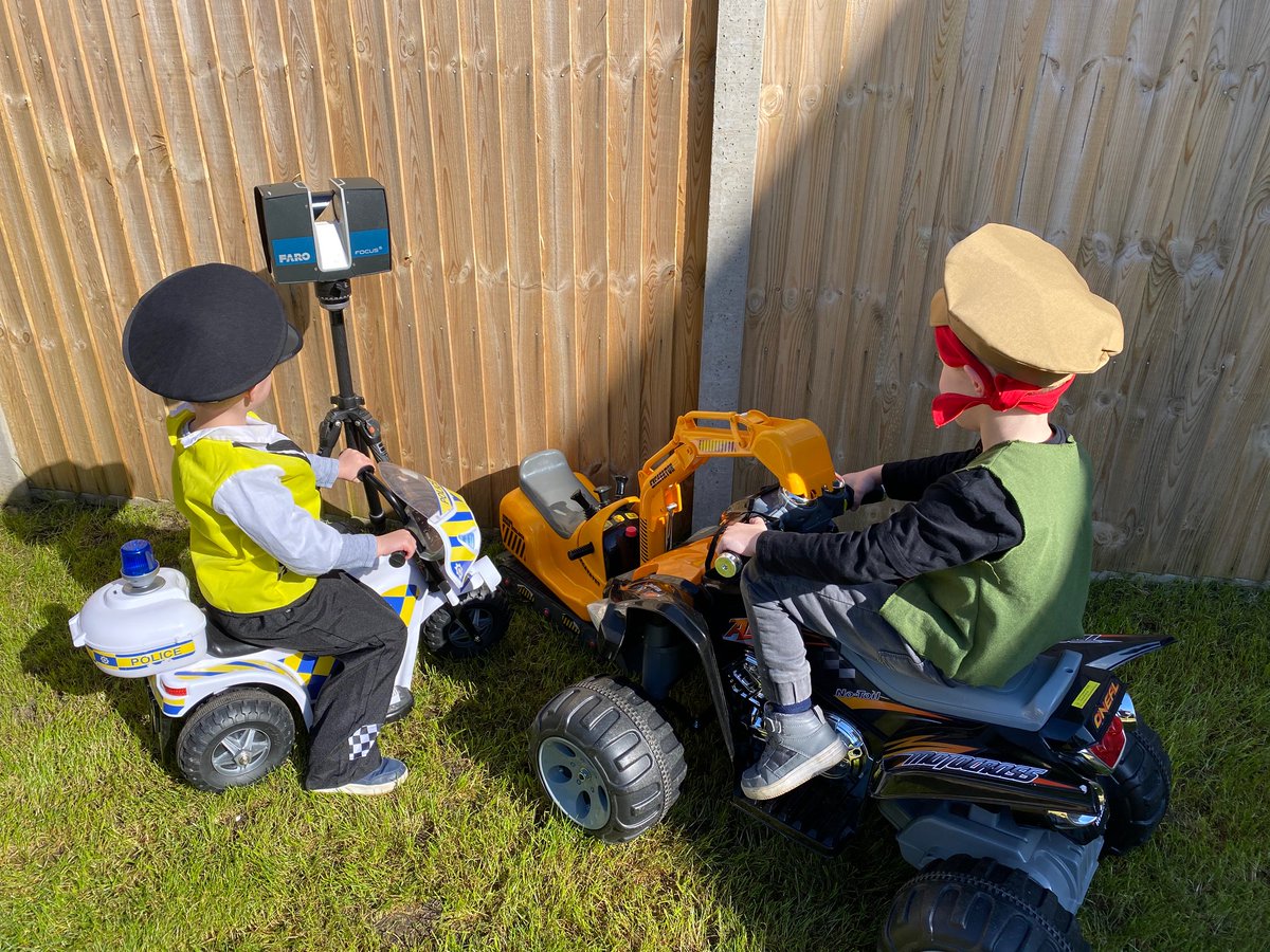 Covid 19 lockdown, serious incident between excavator and reckless quad bike rider, Police on hand with their trusty, portable FARO Focus S350 to capture the crime scene, thankfully no injuries! #faro @faroeurope #crimescene #laserscanning