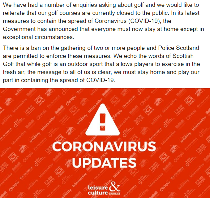 Golf_Dundee's tweet photo. An update on the current status of our courses; https://t.co/dwgAQ15PEW