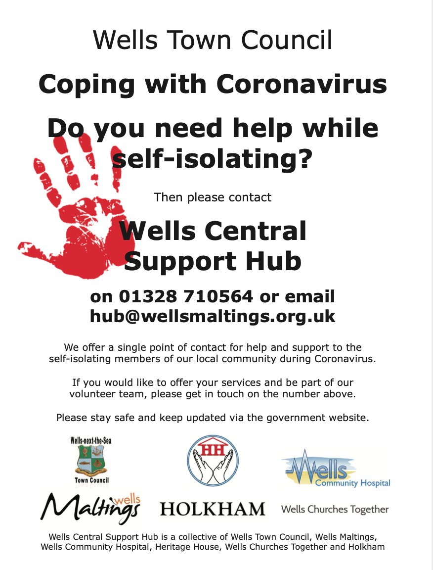 Wells Central Support Hub will be operating 7 days a week between 9am and 2pm