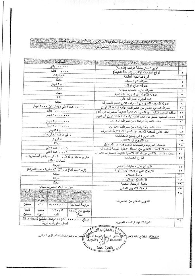 وزارة الدفاع العراقية Pa Twitter تنشر وزارة الدفاع Modmiliq العروض والخدمات وجداول الرسوم والملاحظات للمصارف المشاركة في توطين الرواتب منتسبي الوزارة لتكون متاحة لكافة منتسبي وزارتنا بما يسهل عليهم اختيار المصارف للاطلاع