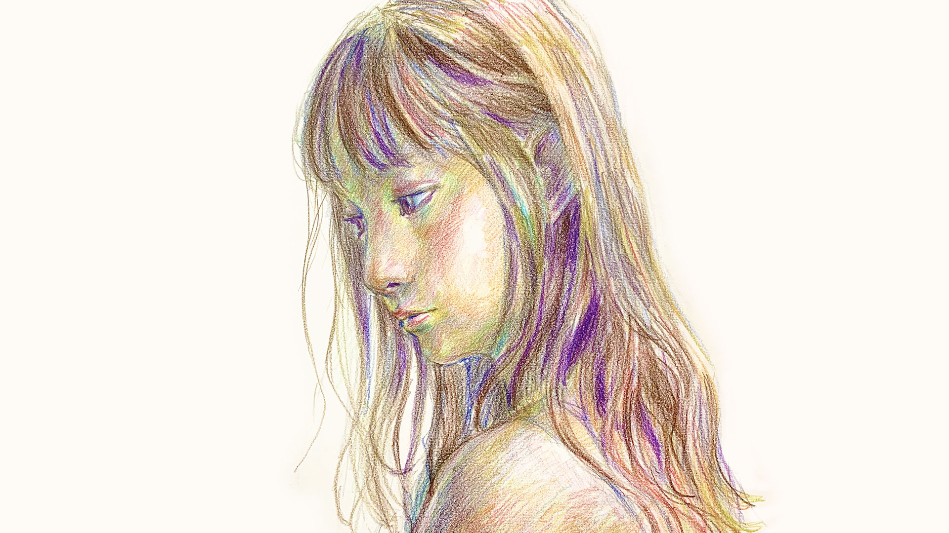 色鉛筆画　絵画　 「乱れ髪」 シロ46 on X: 
