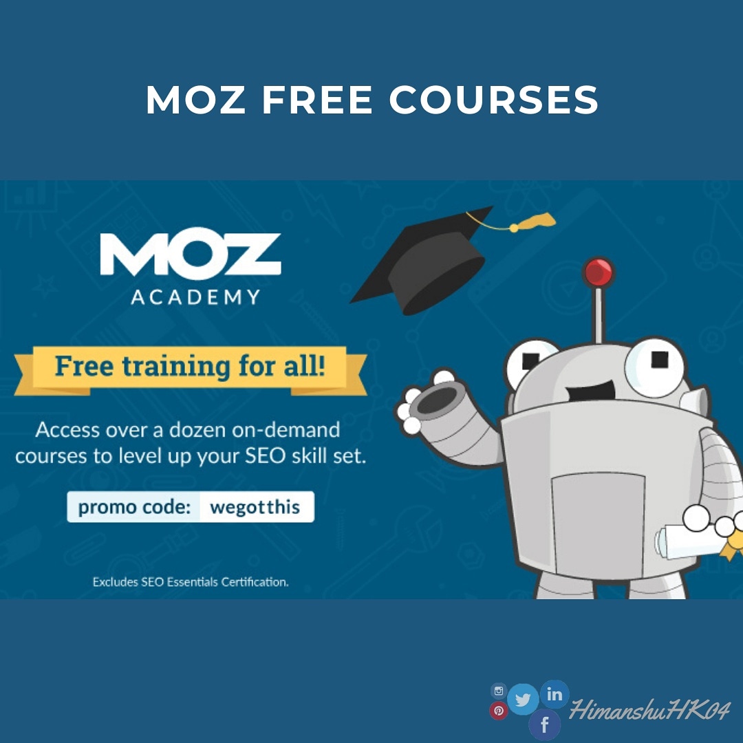 $2500 Worth SEO Courses for Free | MOZ Academy is Free Now 😮
url: academy.moz.com
promo code: wegotthis
#moz #mozcourses #seo #seocourse #digitalmarketing #himanshukarmi