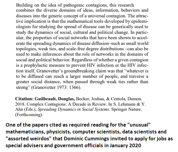 1/ Not sure if anyone else has noticed this, but Dominic Cummings appears to take a keen amateur interest in epidemiology. This was one of the papers he specified as required reading for applicants to his "freaks & weirdos" job ad on his blog in January.