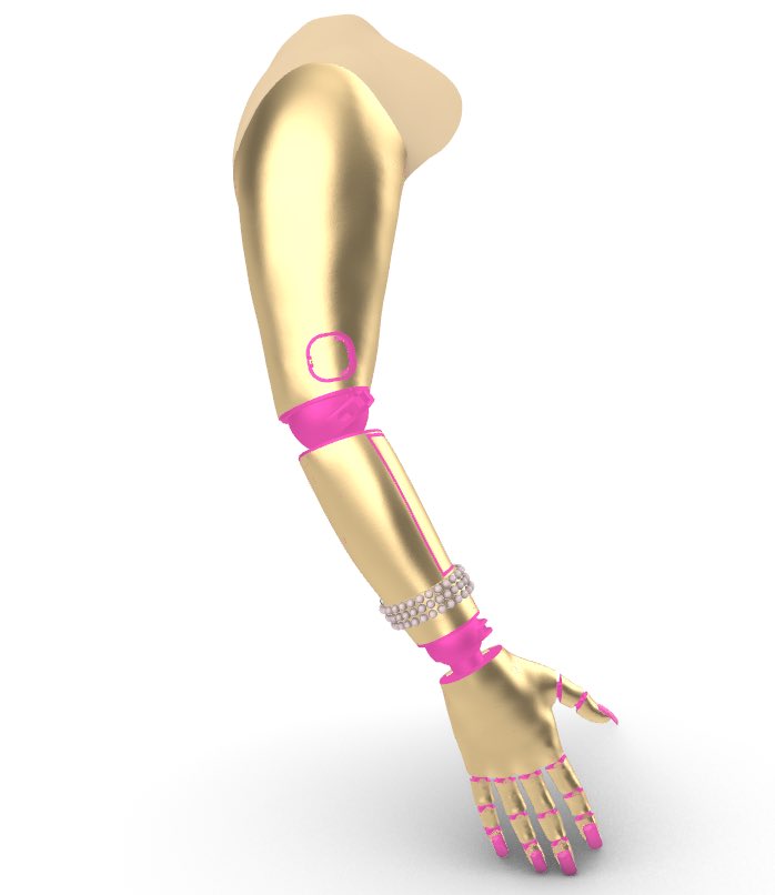IzzyMcInnes's tweet photo. What better time to improve on some designs than during a lockdown? 😘 This super-girly forequarter prosthesis includes a phone charger, switchable nails and hidden cosmetics. 🦾💅🏼 The bracelet beads can be mix &amp; matched and when twisted the hand detaches. Keep well #stayhome ❤️ https://t.co/F6bUxQ4AqD