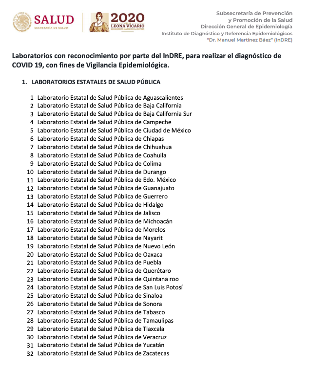 El Laboratorio Estatal de Salud Pública de #QuintanaRoo tiene reconocimiento por parte del InDRE <a href="/SSalud_mx/">SALUD México</a>  para realizar el diagnóstico del COVI-19, con fines de vigilancia Epidemiológica. <a href="/SESA_QROO/">SESA Quintana Roo</a>