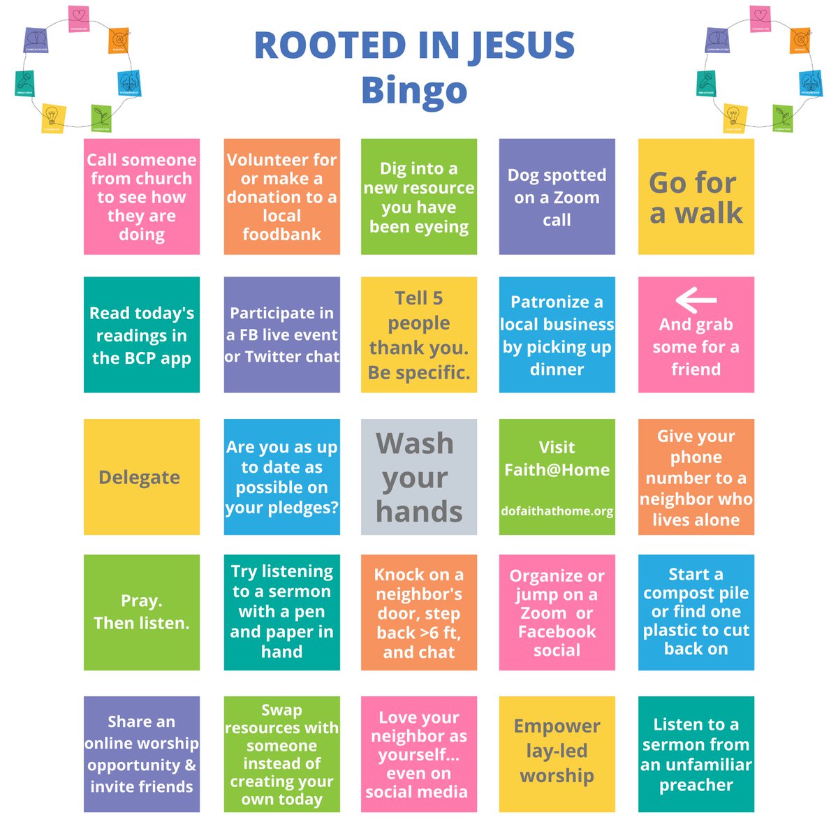 Rooted2020's tweet photo. Bingo, anyone? Ministry, levity, and encouragement in an otherwise uncertain time. Also, how are you? Let us know using #rootedcheckin https://t.co/ldQgrspXW8