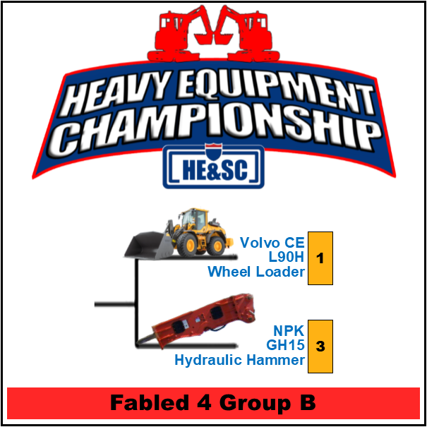 HwyEquip's tweet photo. It’s Round 2 of the Fabled 4’s Volvo Iron vs. NPK Breakers as the #1 @VolvoCE_NA L90H Wheel Loader faces the #3 NPK GH15 Hydraulic Hammer. Can the hammer handle the heat, or will the loader scoop up the victory? Click your fave machine on Facebook by 3/29

https://t.co/EkVsMqjxAK https://t.co/3dYVZ7KUKv