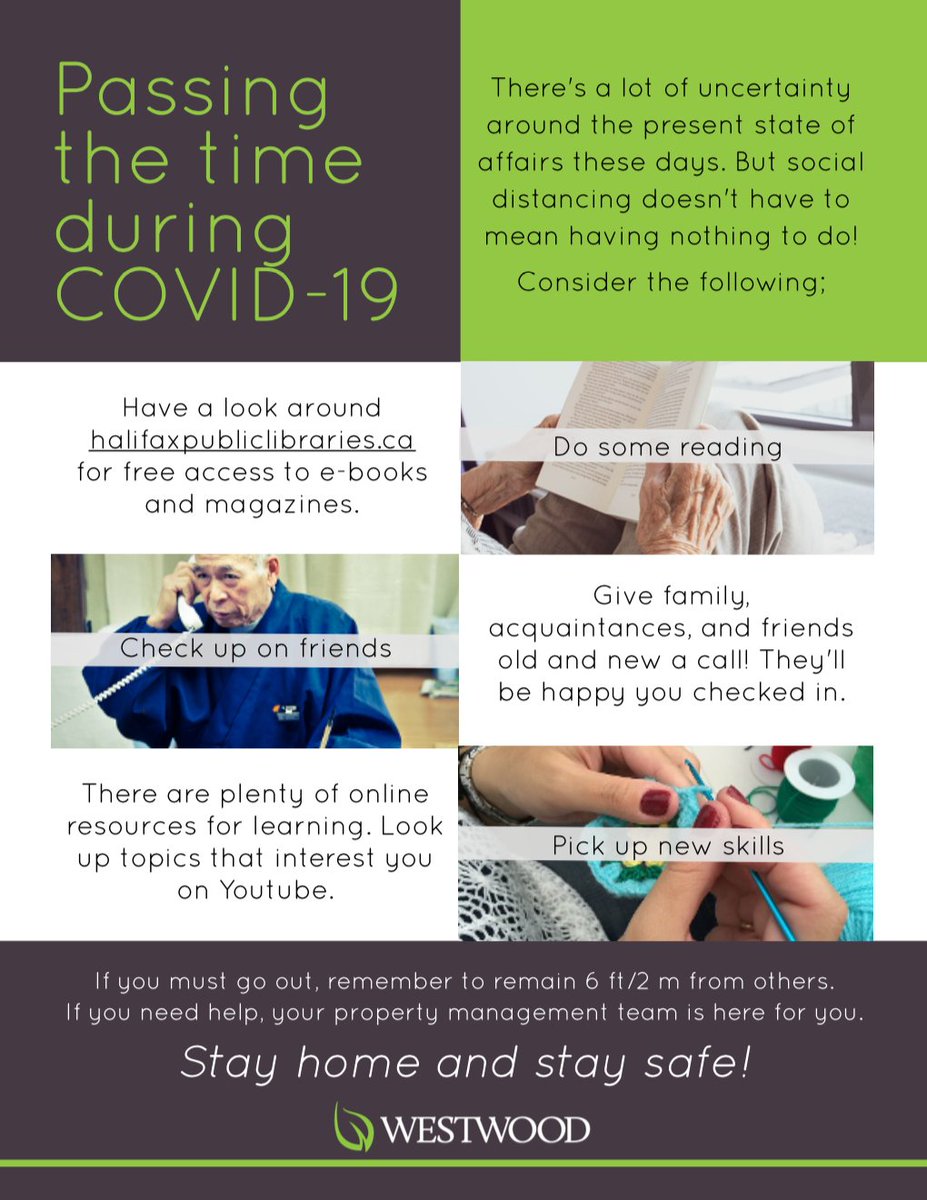 Here are some helpful tips on how to pass the time during COVID-19! Stay home and stay safe!
