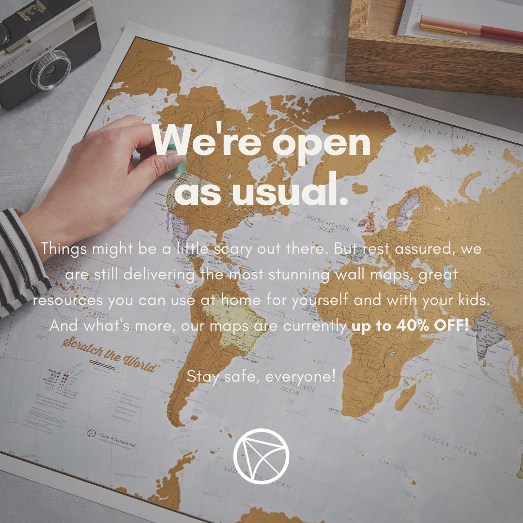 mapsinter's tweet image. We're open as usual! Remember, just because you can't go out into the world, doesn't mean you can't bring the world indoors with you! 😀
Shop Now: soo.nr/SIBy
Stay Indoors and Stay Safe, everyone! From all of us at Maps International!
#CoronavirusLockdownUK #mapsinter