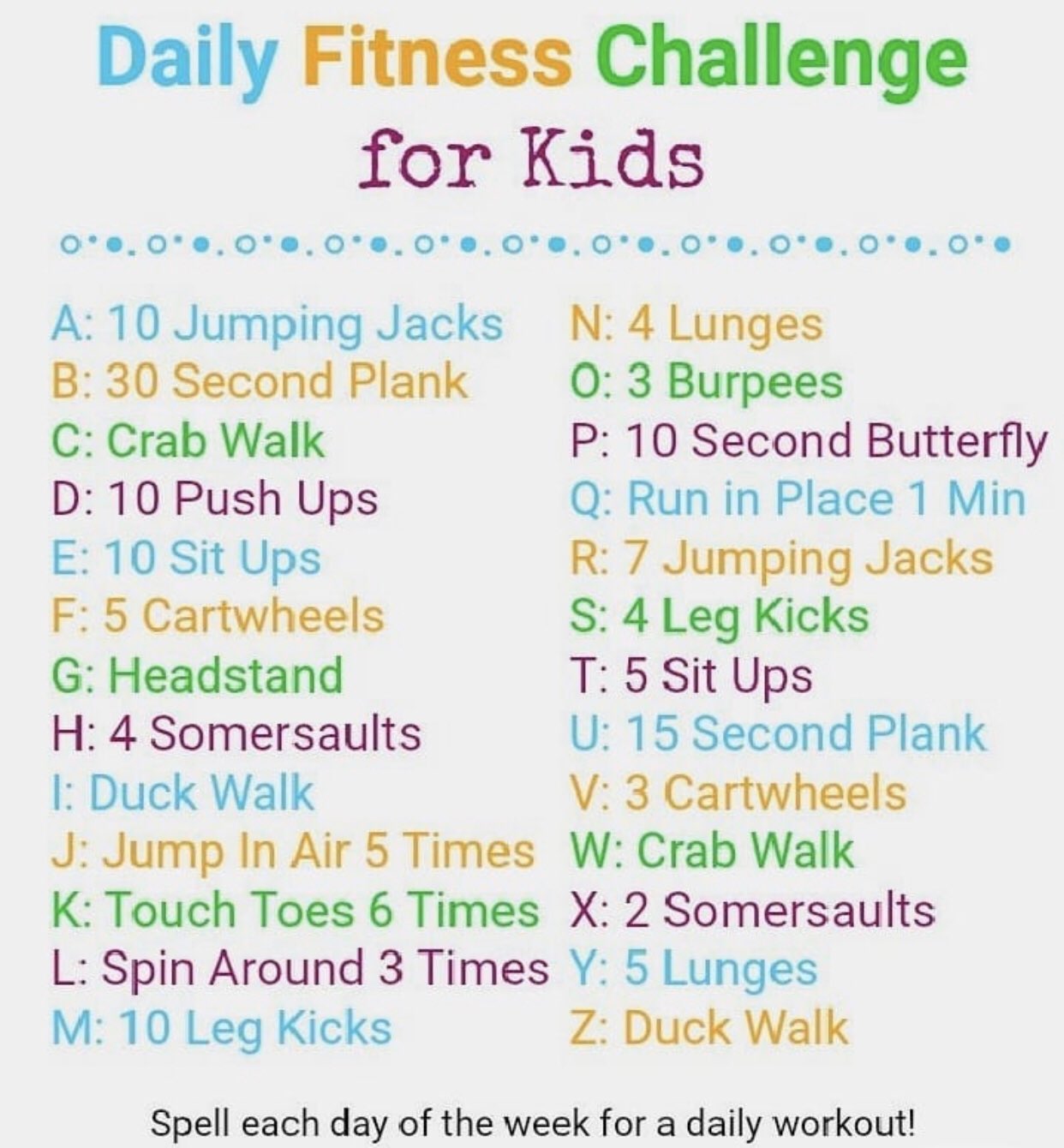 Daily fitness challenges new arrivals