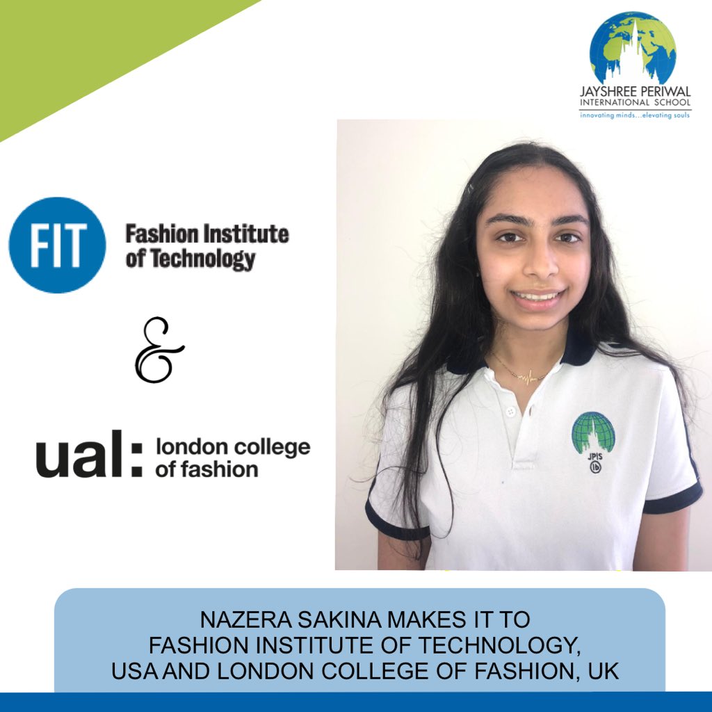 JPite Nazera Sakina Bhavnagri makes it to Fashion Institute of Technology, USA and London College of Fashion, UK- two outstanding institutions in the world renowned for fashion education.
#ual #jpis #jpischool #education #highereducation  #universityplacement #prestigious