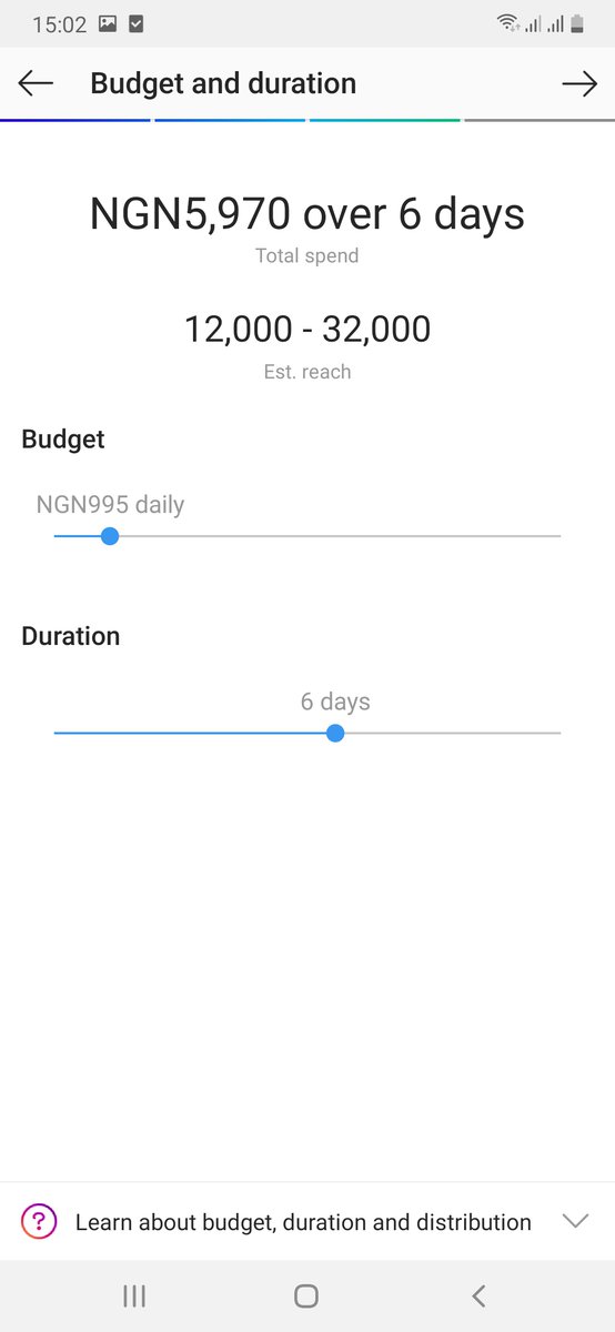 The next step... STEP 7: BUDGET AND DURATION.After reviewing your targeting, the next section is inputing a budget, the amount of money you want to spend daily on the campaign...And then inputing a duration, how long you want the campaign to run for...